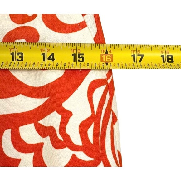 Merona Box Pleat Pencil Skirt Orange Abstract Pockets Straight Cotton Stretch XS - Picture 8 of 10